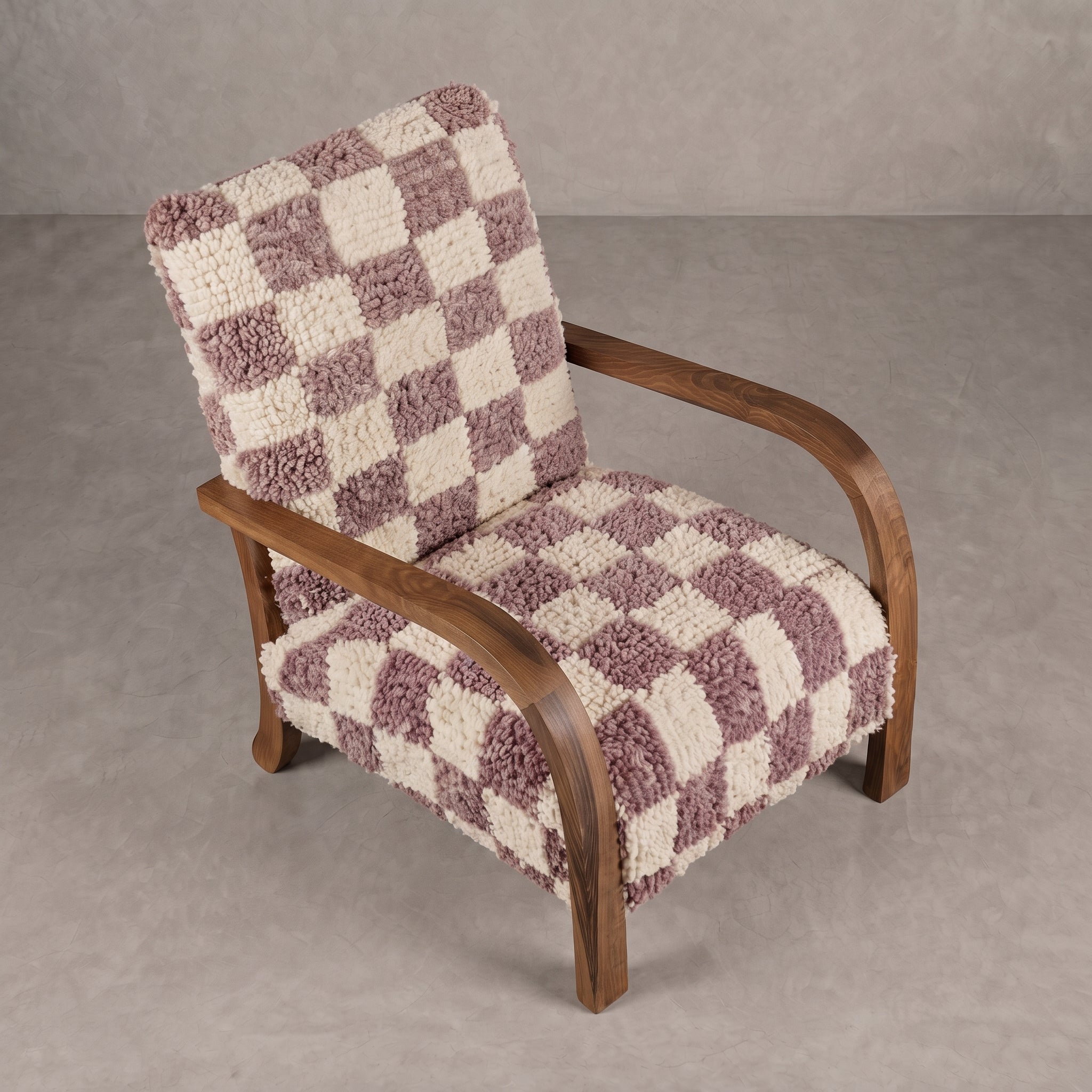 Handcrafted Moroccan Purple Checkerboard Armchair