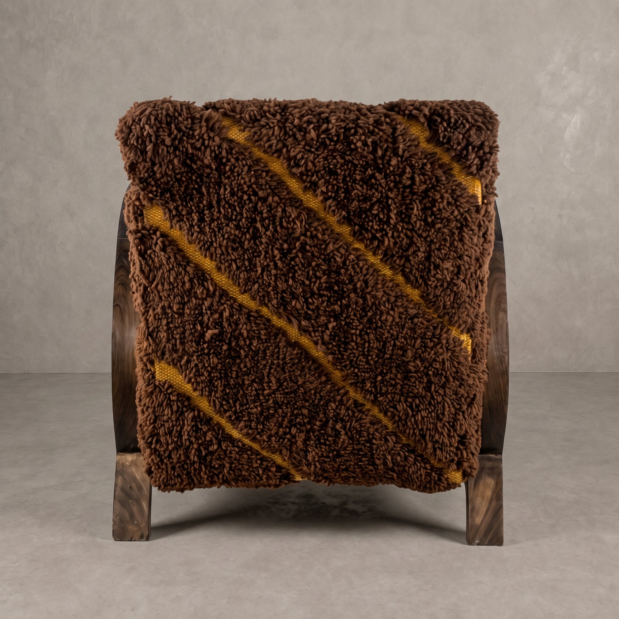 Brown Wool Walnut Armchair