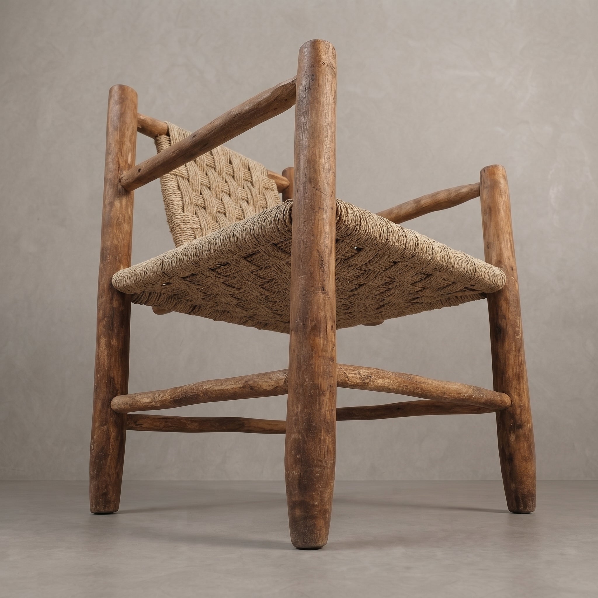 Moroccan Woven Rope Wood Armchair