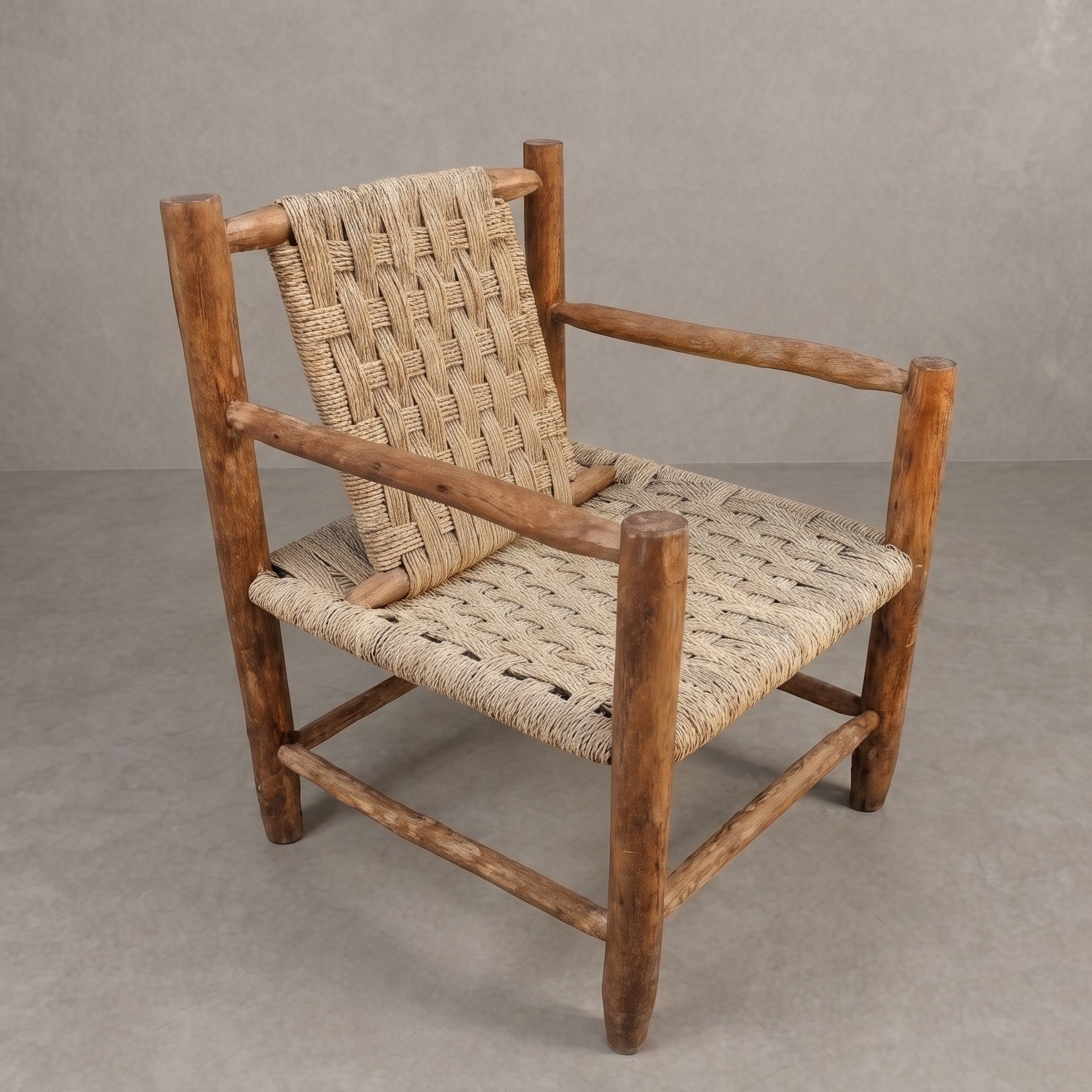 Woven Rope Wood Armchair