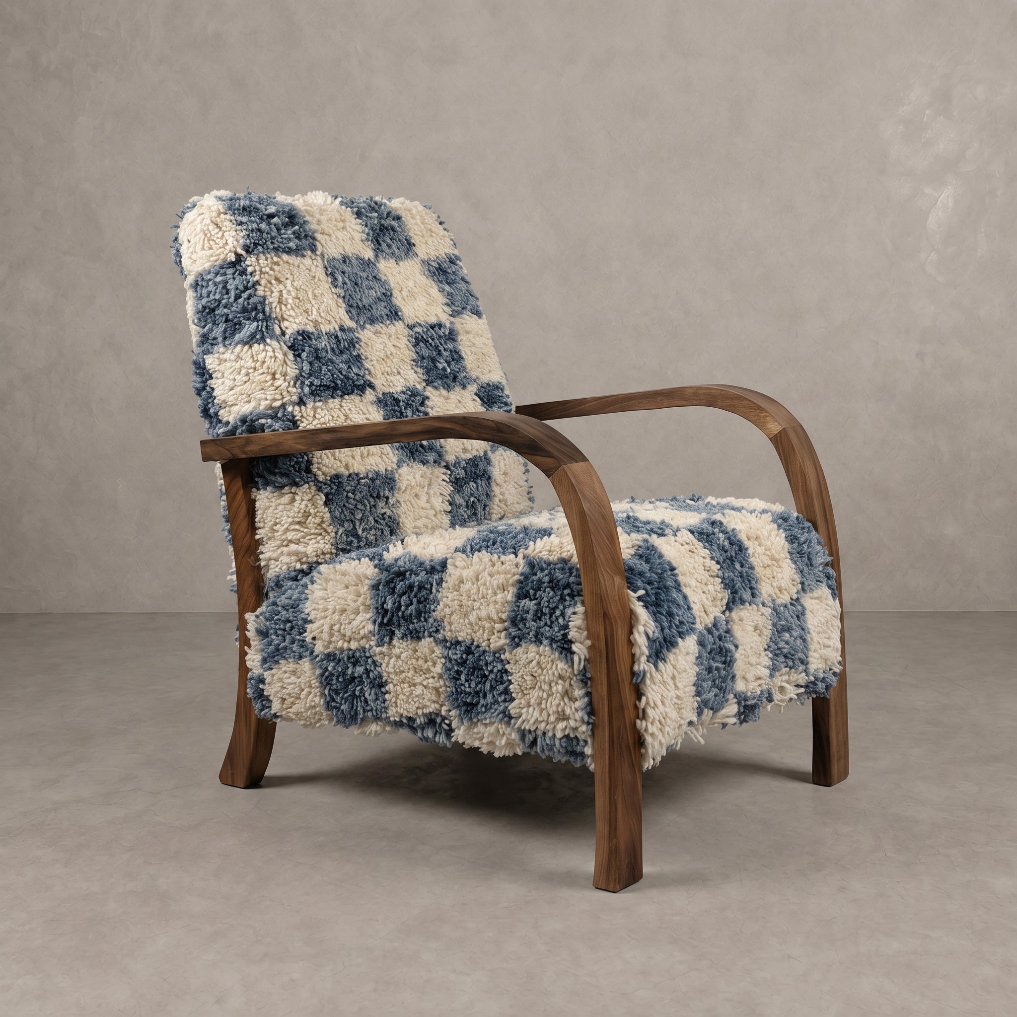 Moroccan Blue Wool Armchair