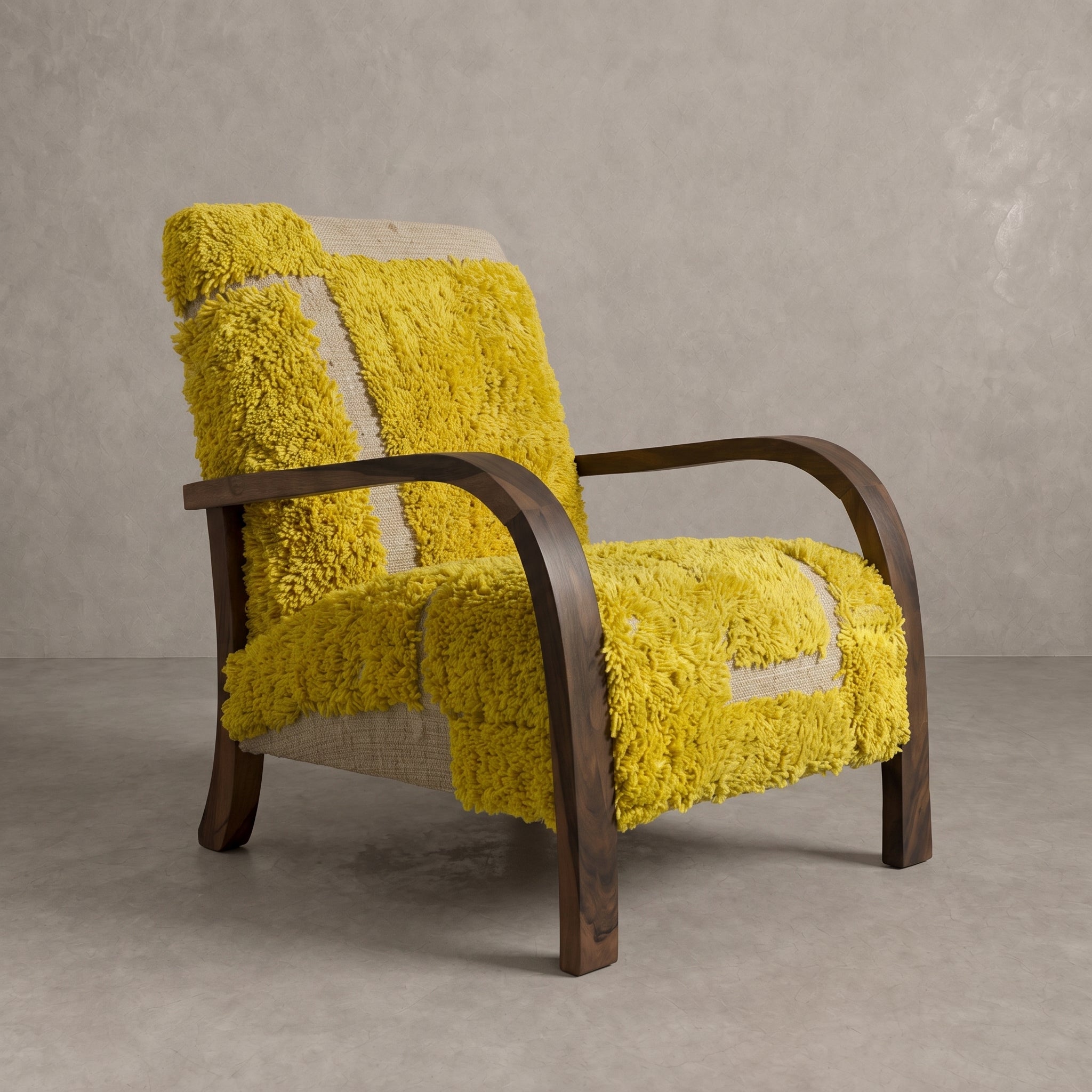 Handcrafted Moroccan Yellow Wool Armchair