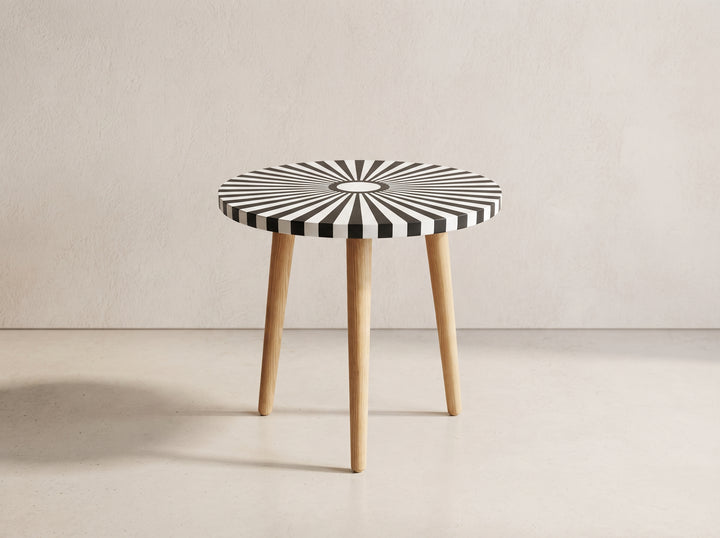 Handcrafted Moroccan Black & White Resin Table
