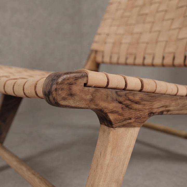 Handcrafted Moroccan Natural Tan Leather Chair   