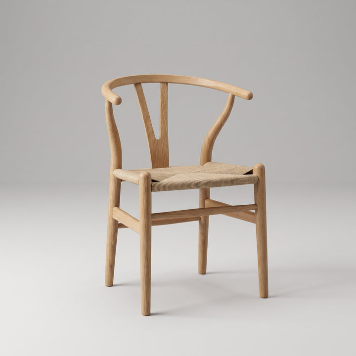 Handcrafted Moroccan Oak Wishbone Chair