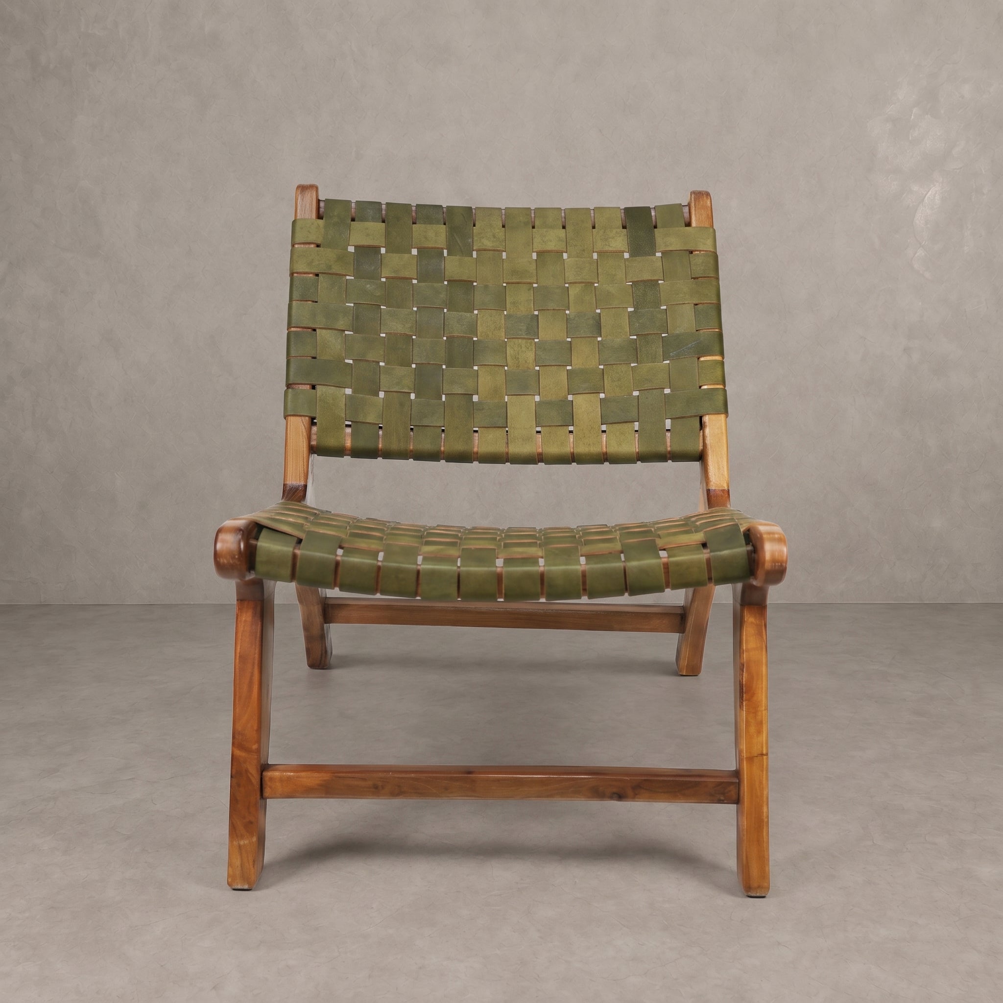 Handcrafted Moroccan Sage Green Leather Lounge Chair