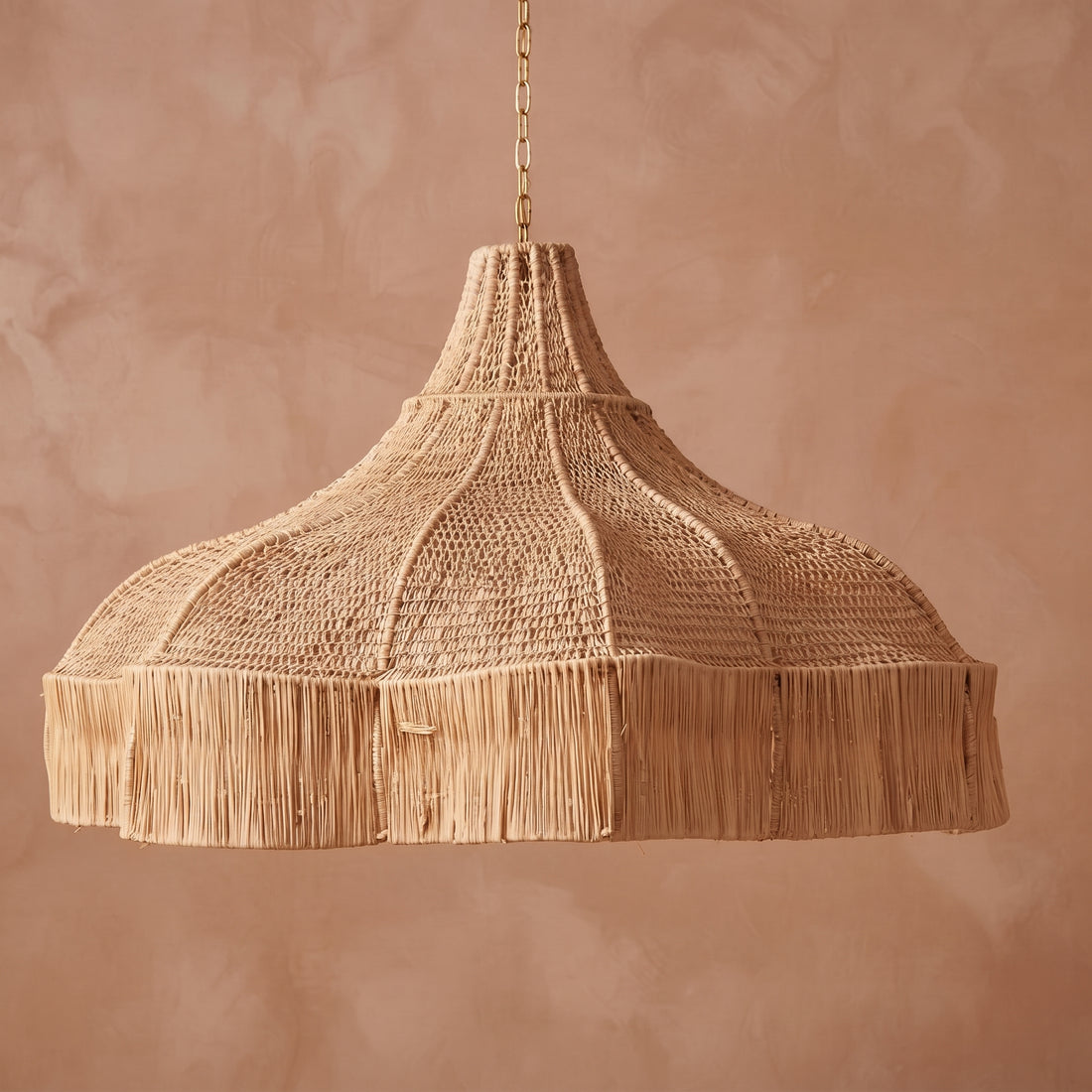 Handcrafted Moroccan Scalloped Raffia Light