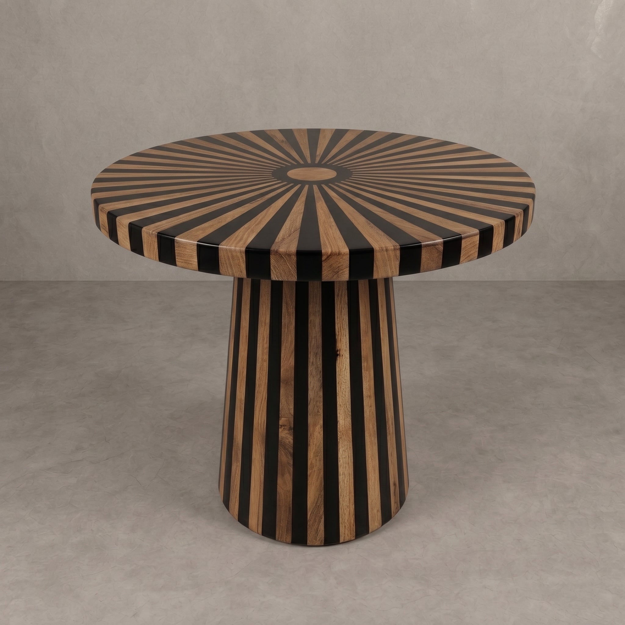 Handcrafted Moroccan Walnut & Black Resin Table   
