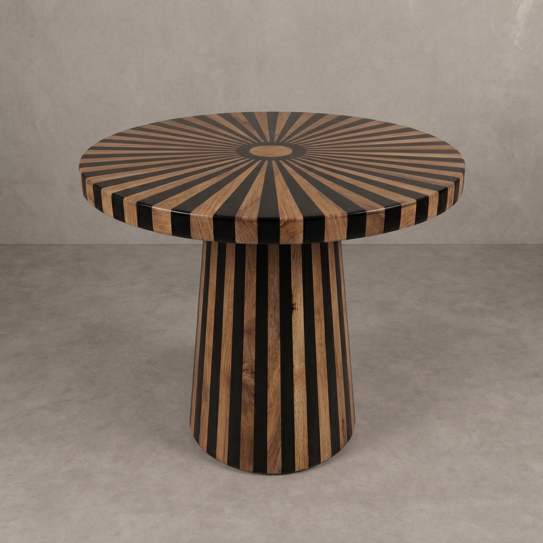 Handcrafted Moroccan Walnut & Black Resin Table   