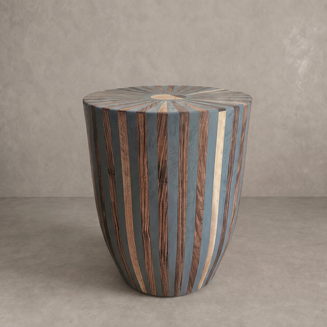 Handcrafted Moroccan Walnut & Blue Resin Table  