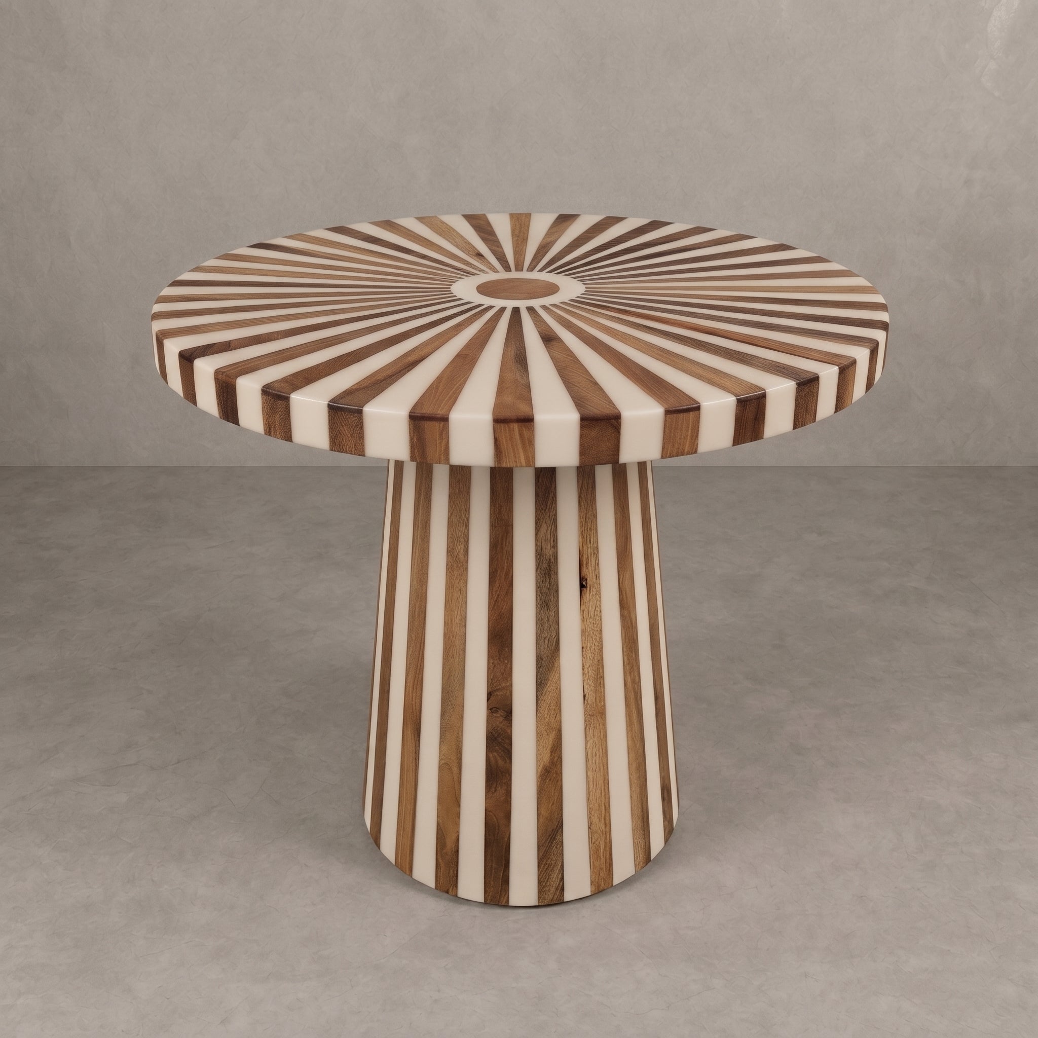 Handcrafted Moroccan Walnut & Resin Pedestal Table