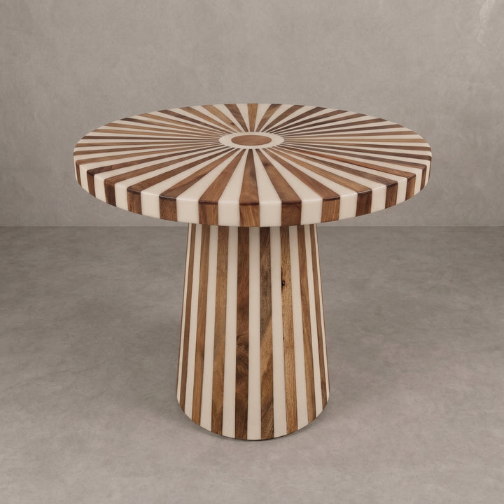 Handcrafted Moroccan Walnut & Resin Pedestal Table