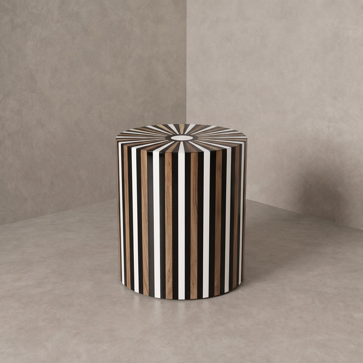 Moroccan Walnut & Resin Drum Table   