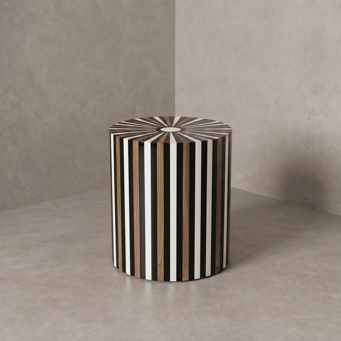 Handmade Moroccan Black and White Resin Inlay Table