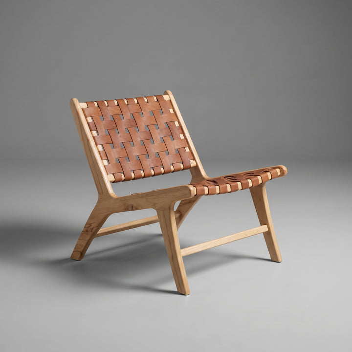 Handcrafted Moroccan Woven Leather Accent Chair