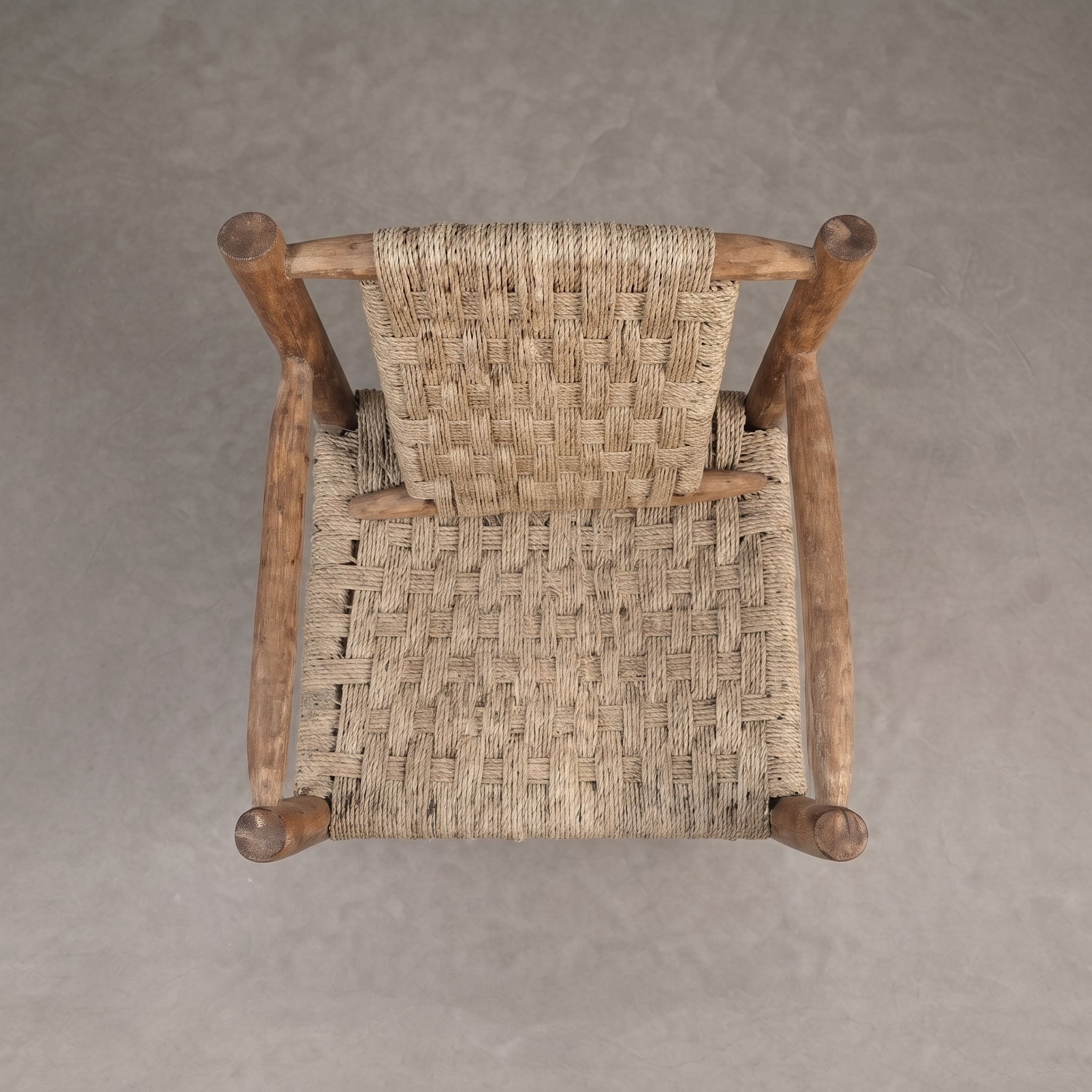 Handcrafted Moroccan Woven Rope Wood Armchair