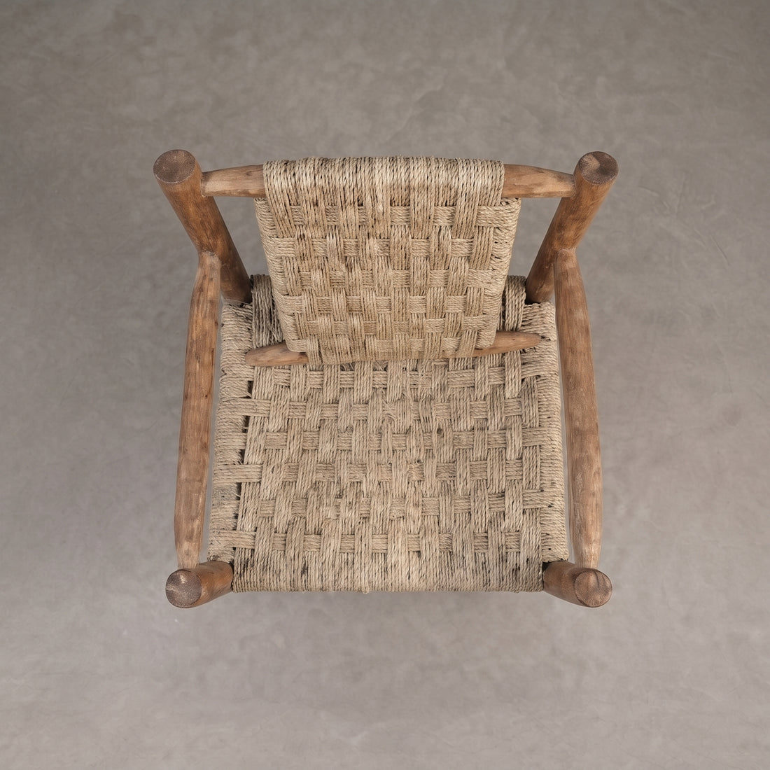 Handcrafted Moroccan Woven Rope Wood Armchair