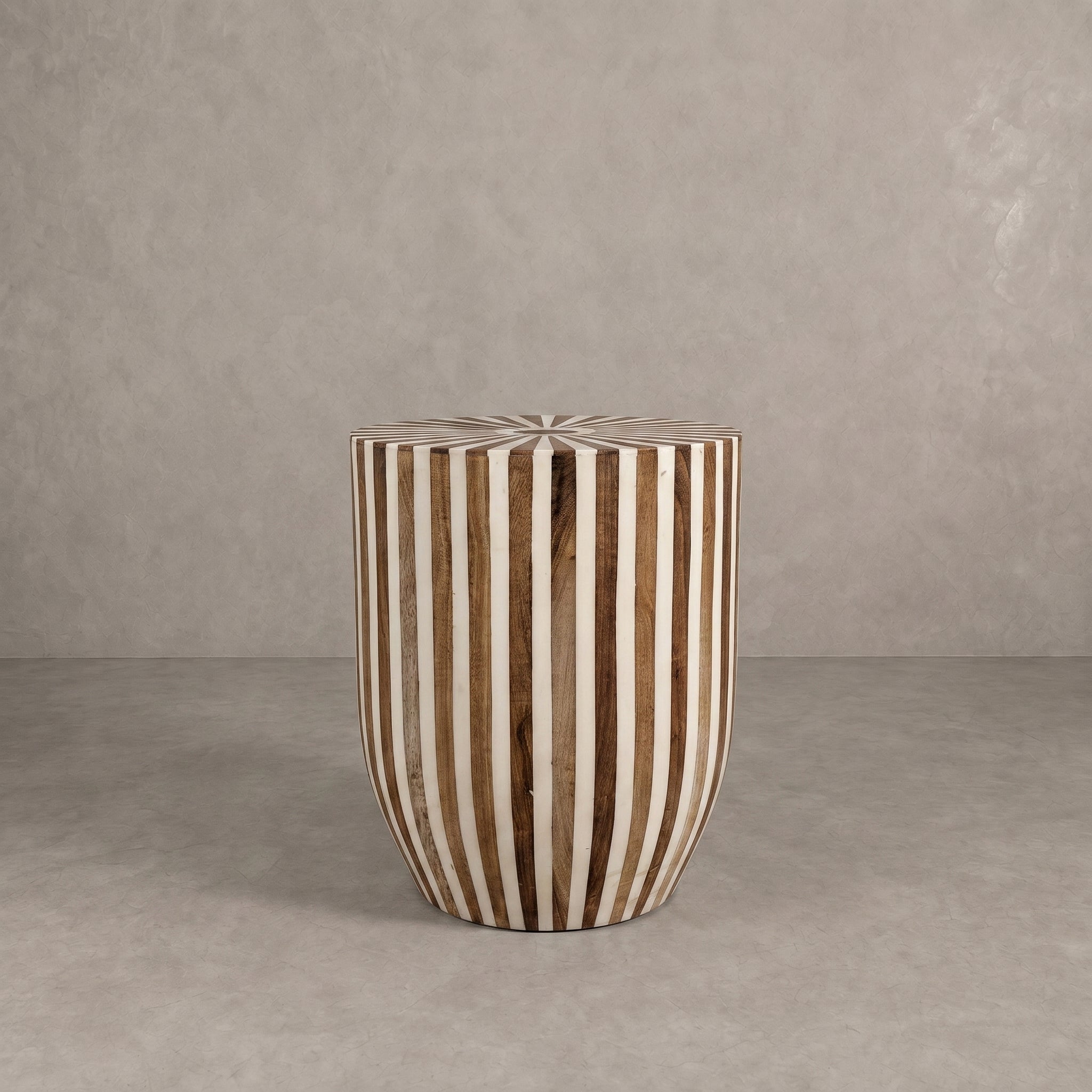 Handcrafted Moroccan walnut wood and blue resin side table with natural live edge