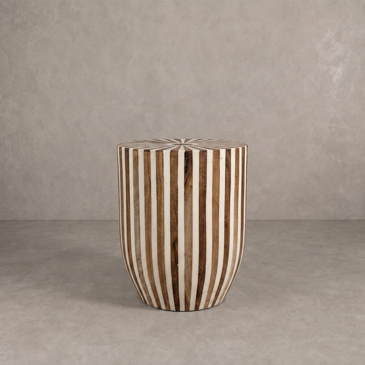 Handcrafted Moroccan walnut wood and blue resin side table with natural live edge