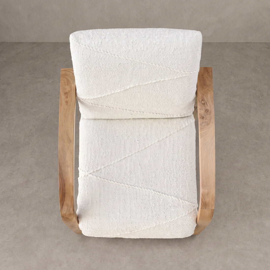 Handcrafted Cream Wool Walnut Armchair