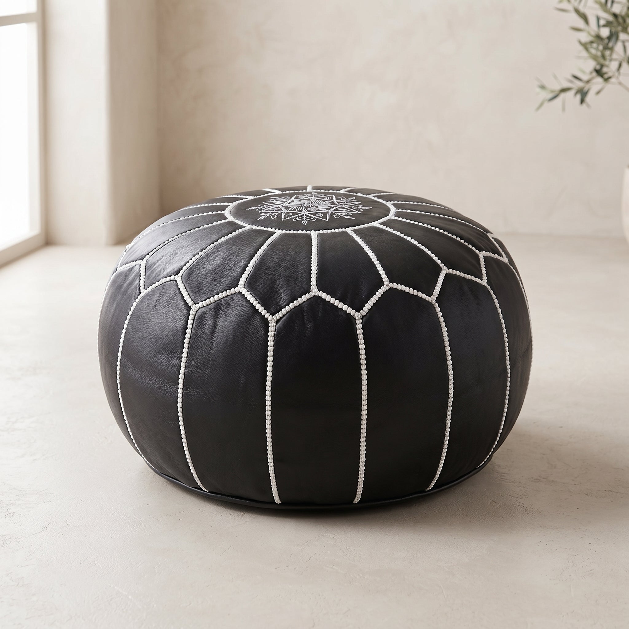 Handmade Moroccan Leather Ottoman Pouf