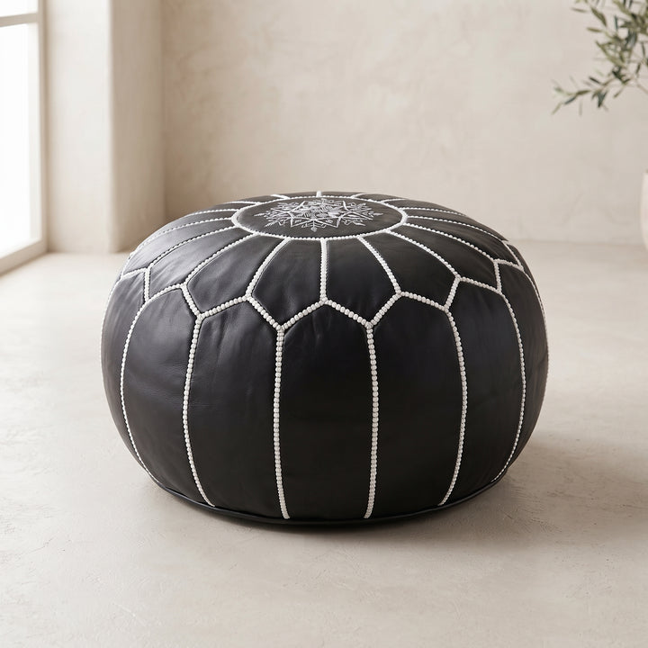Handmade Moroccan Leather Ottoman Pouf