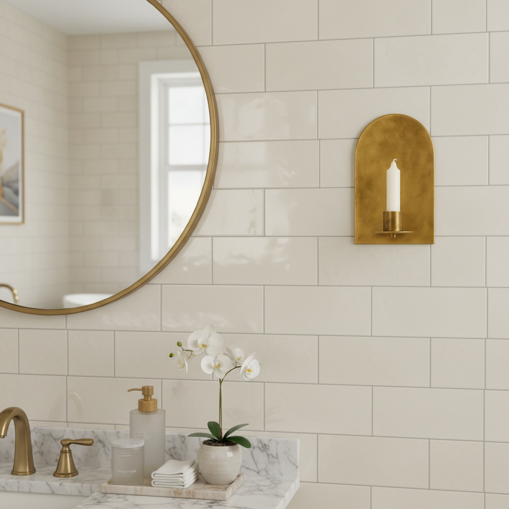 Set of 2 Arched Brass Candle Wall Sconces, Minimalist Candle Holders for Home