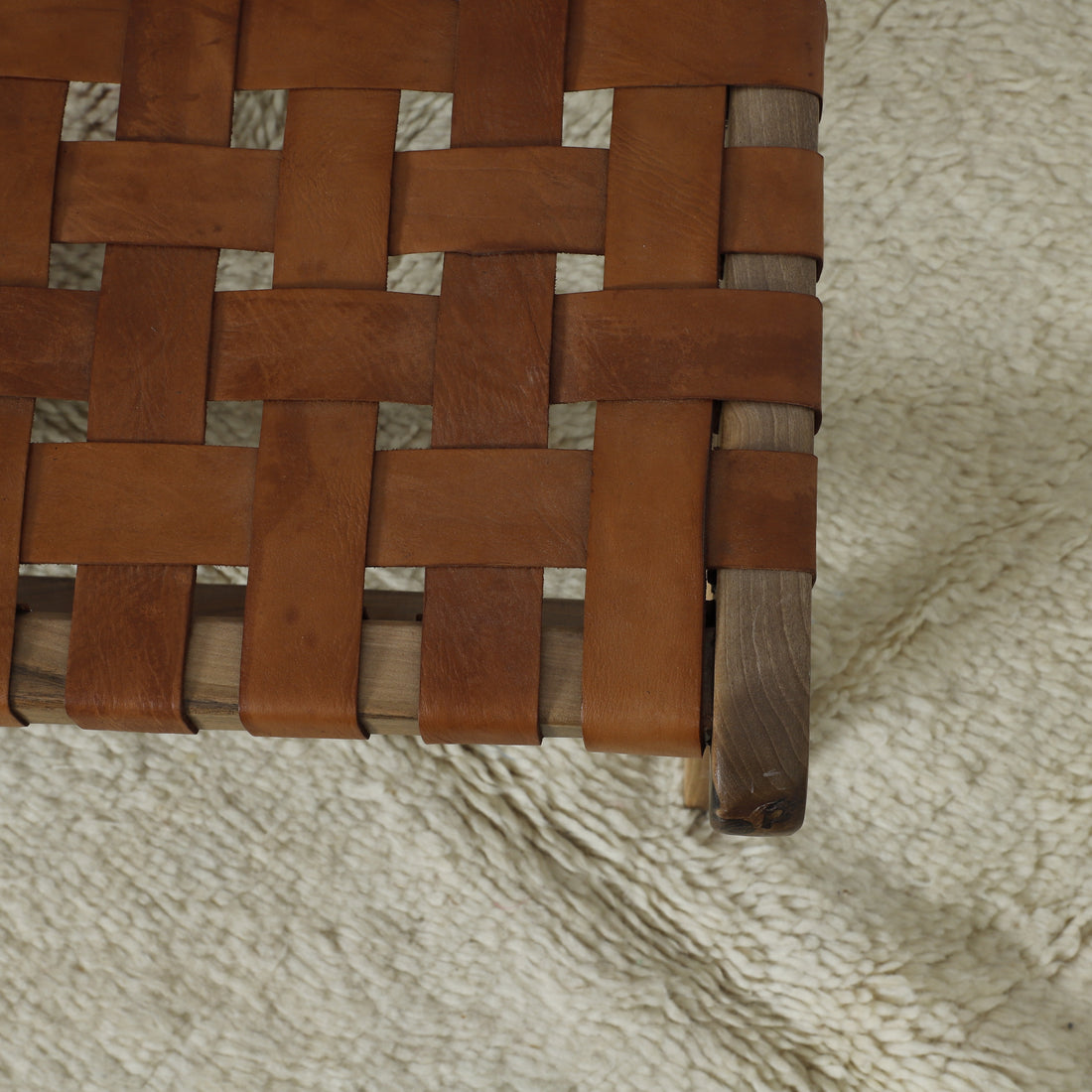 Handcrafted Leather and Wood Lounge Chair