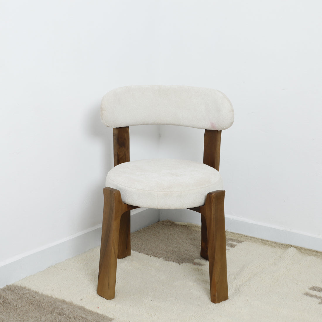 Minimalist Wooden Chair with soft white upholstery