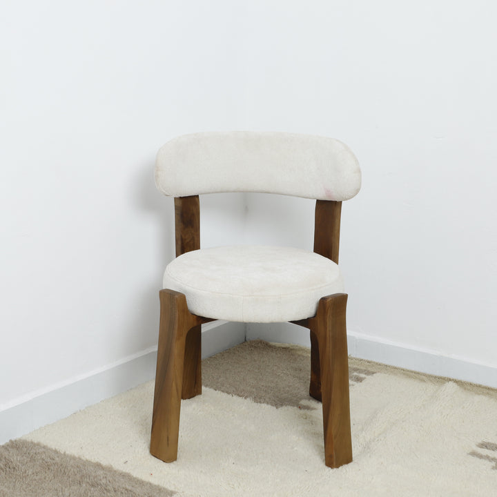 Minimalist Wooden Chair with soft white upholstery