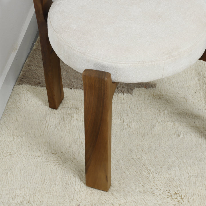 Minimalist Wooden Chair with soft white upholstery