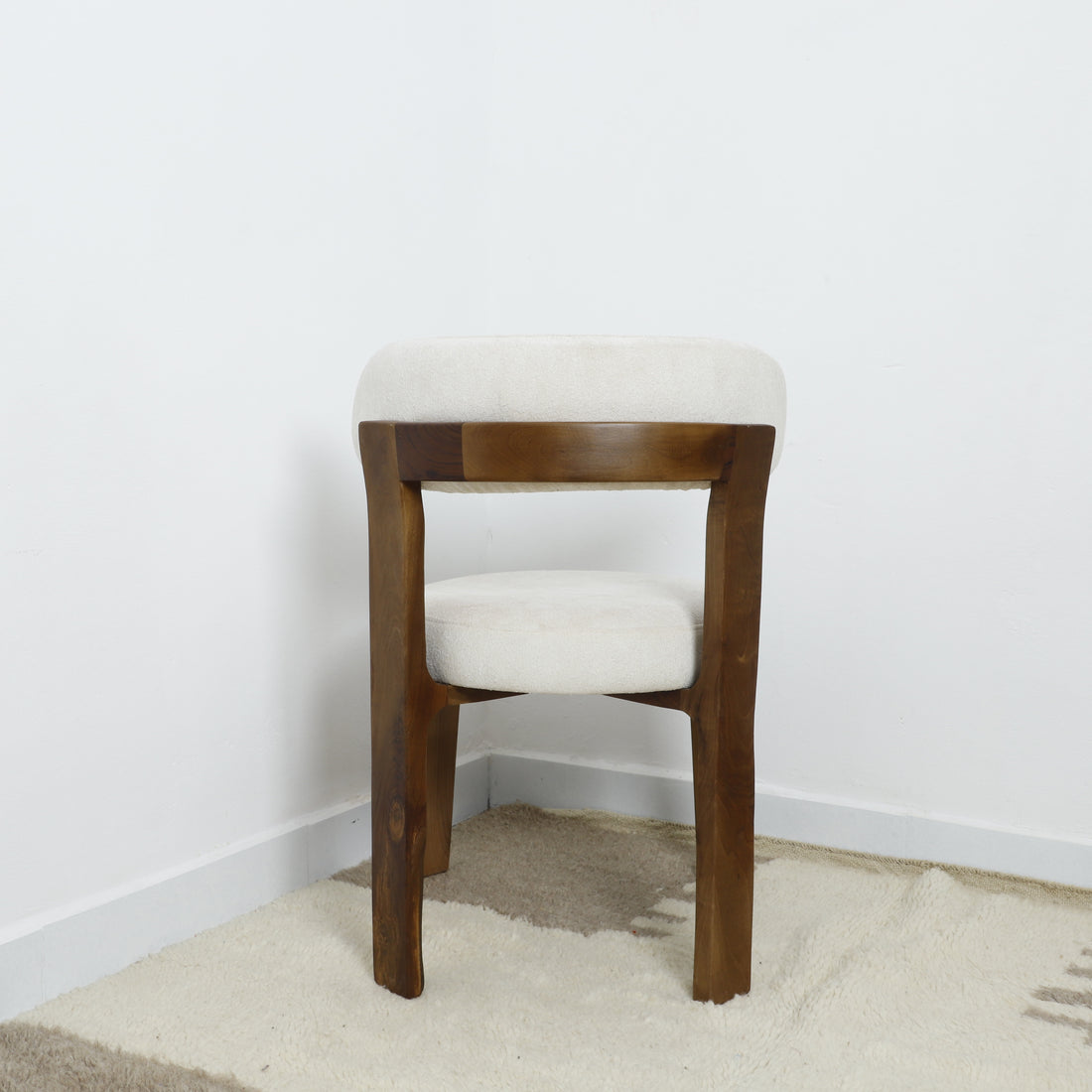 Minimalist Wooden Chair with soft white upholstery