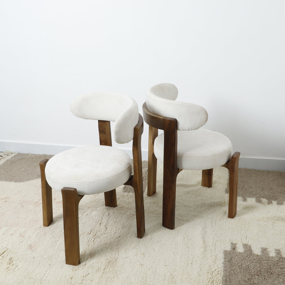 Minimalist Wooden Chair with soft white upholstery