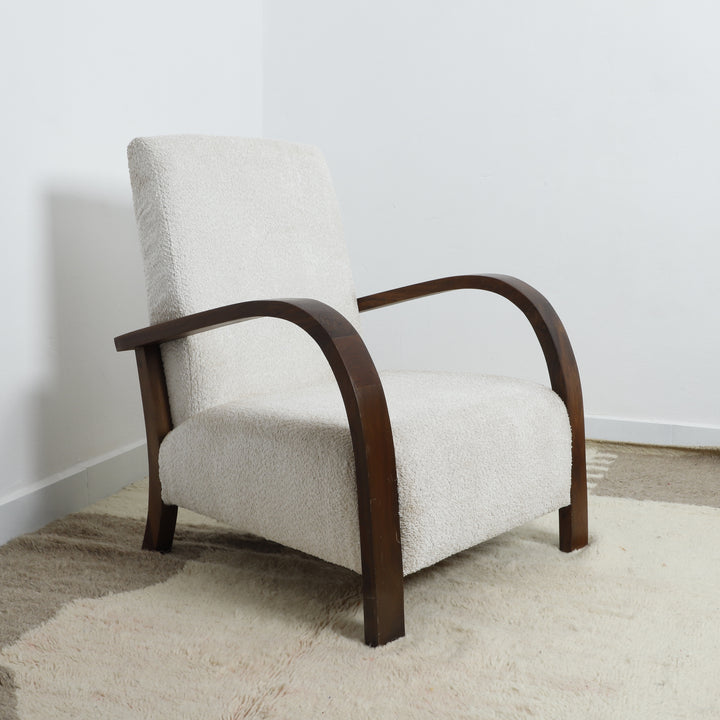 Handmade Armchair with elegant curved wood arms
