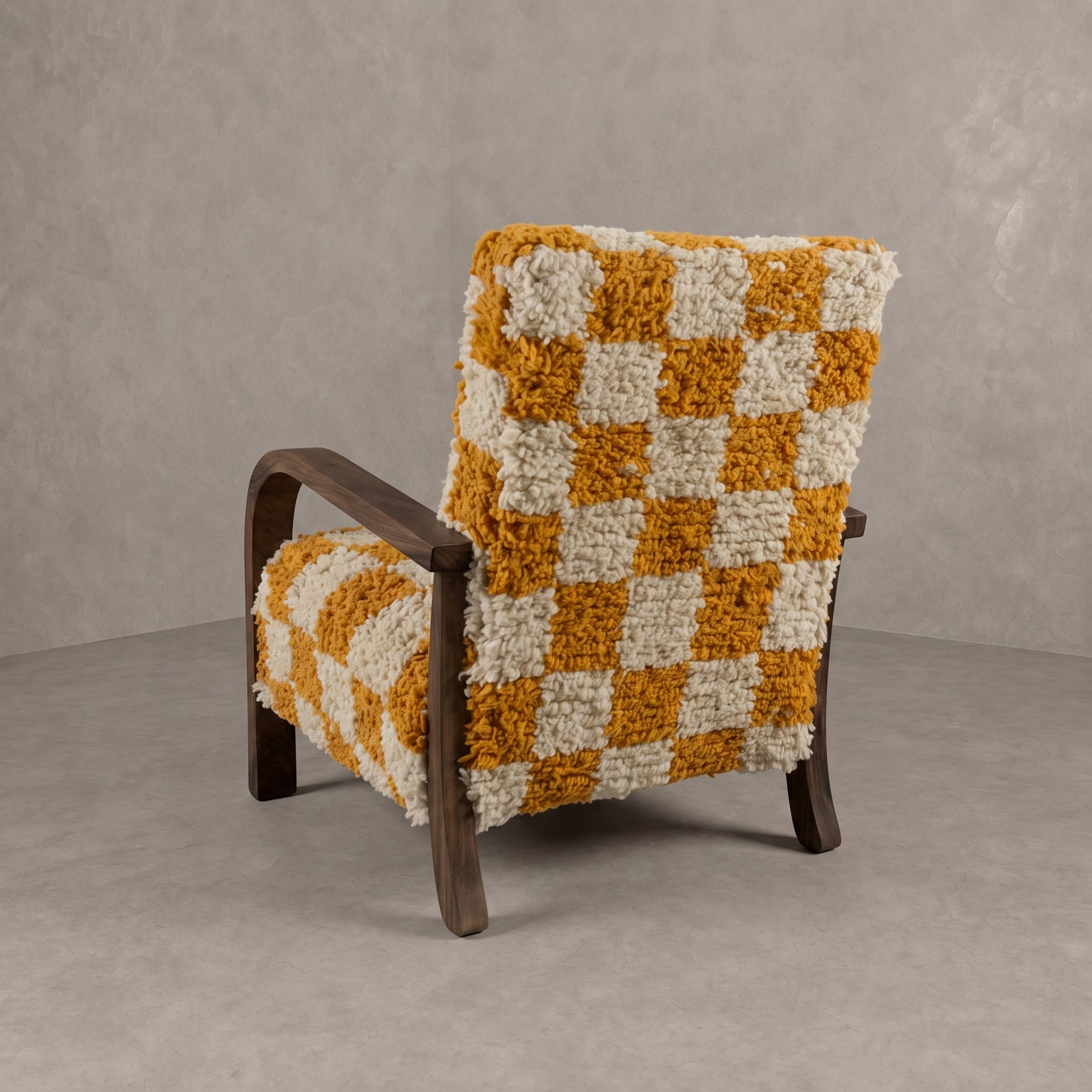 Moroccan Yellow Checkerboard Armchair   