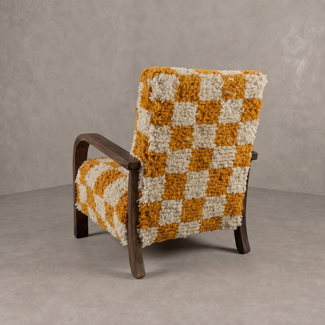 Moroccan Yellow Checkerboard Armchair   