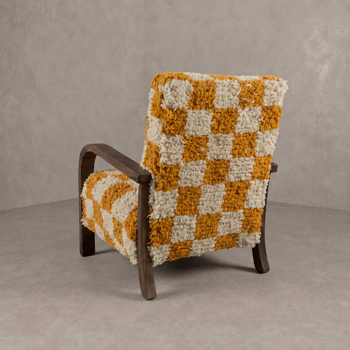 Moroccan Yellow Checkerboard Armchair   