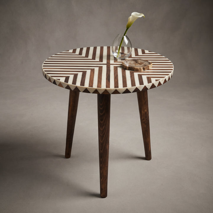 Handcrafted Moroccan Walnut & White Resin Table