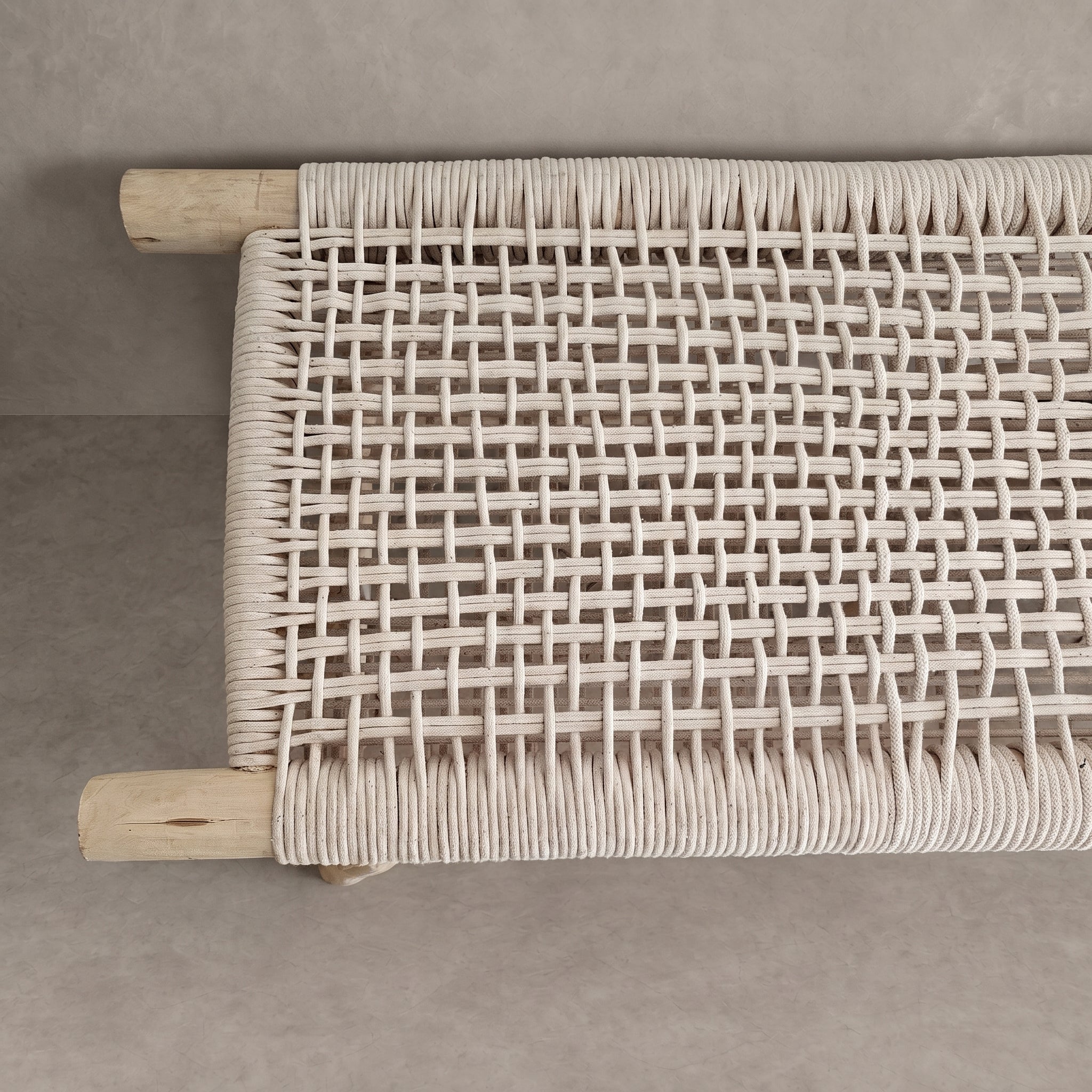 Woven Cream Cord Bench