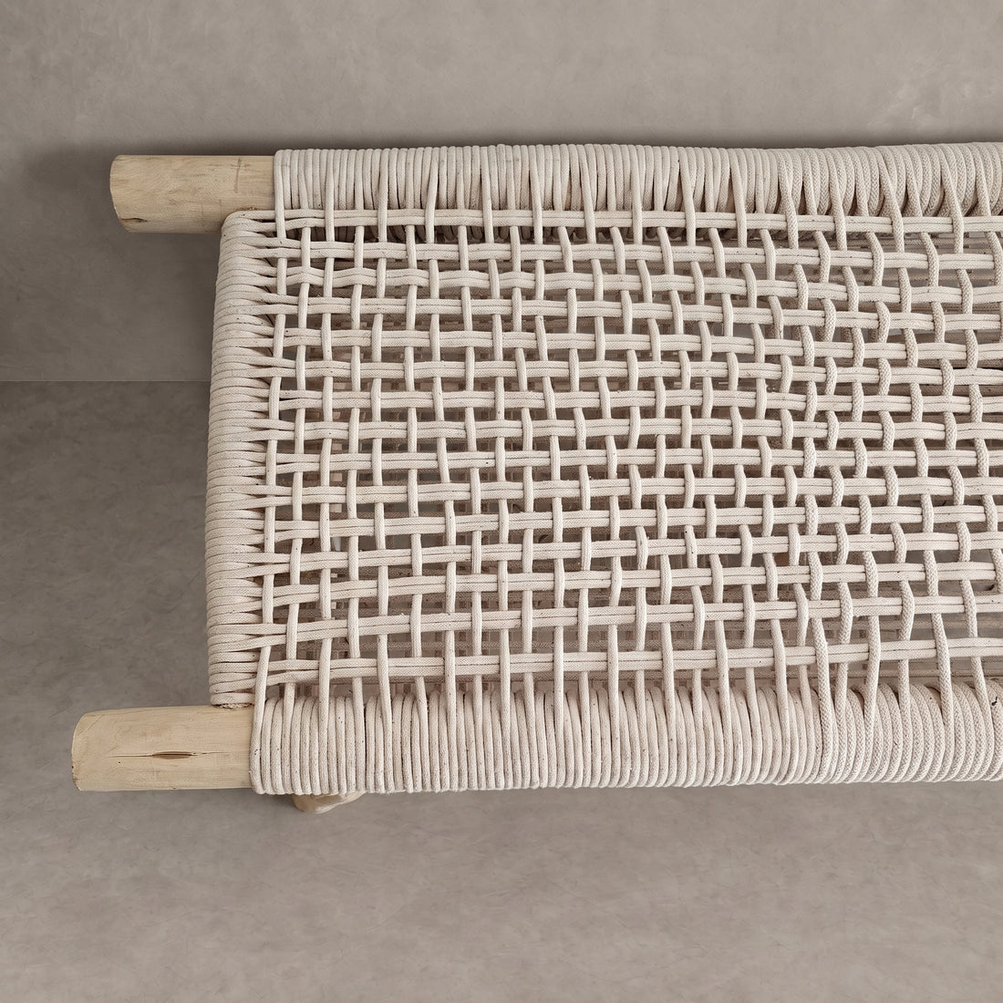 Woven Cream Cord Bench