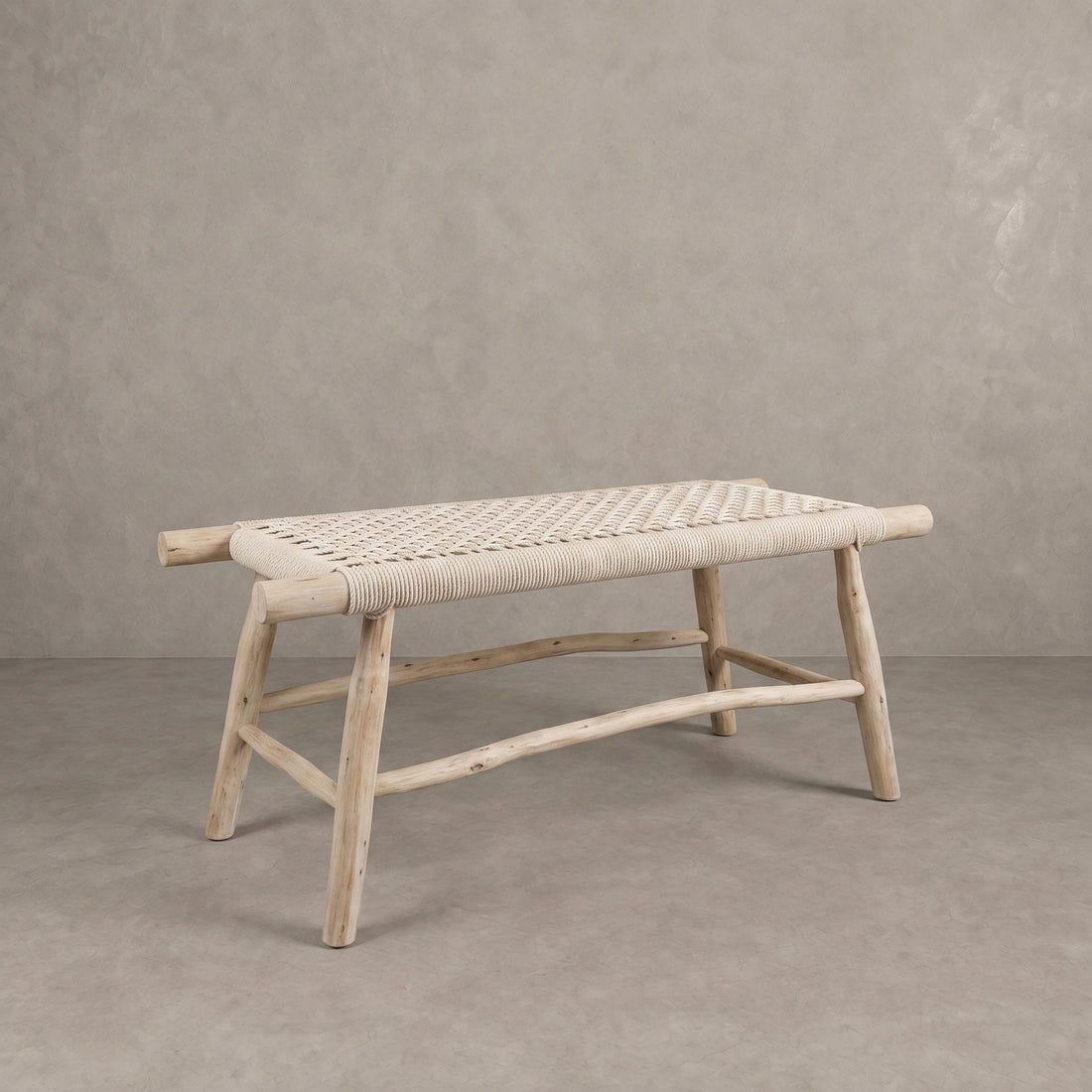 Handcrafted Moroccan Cream Cord Bench