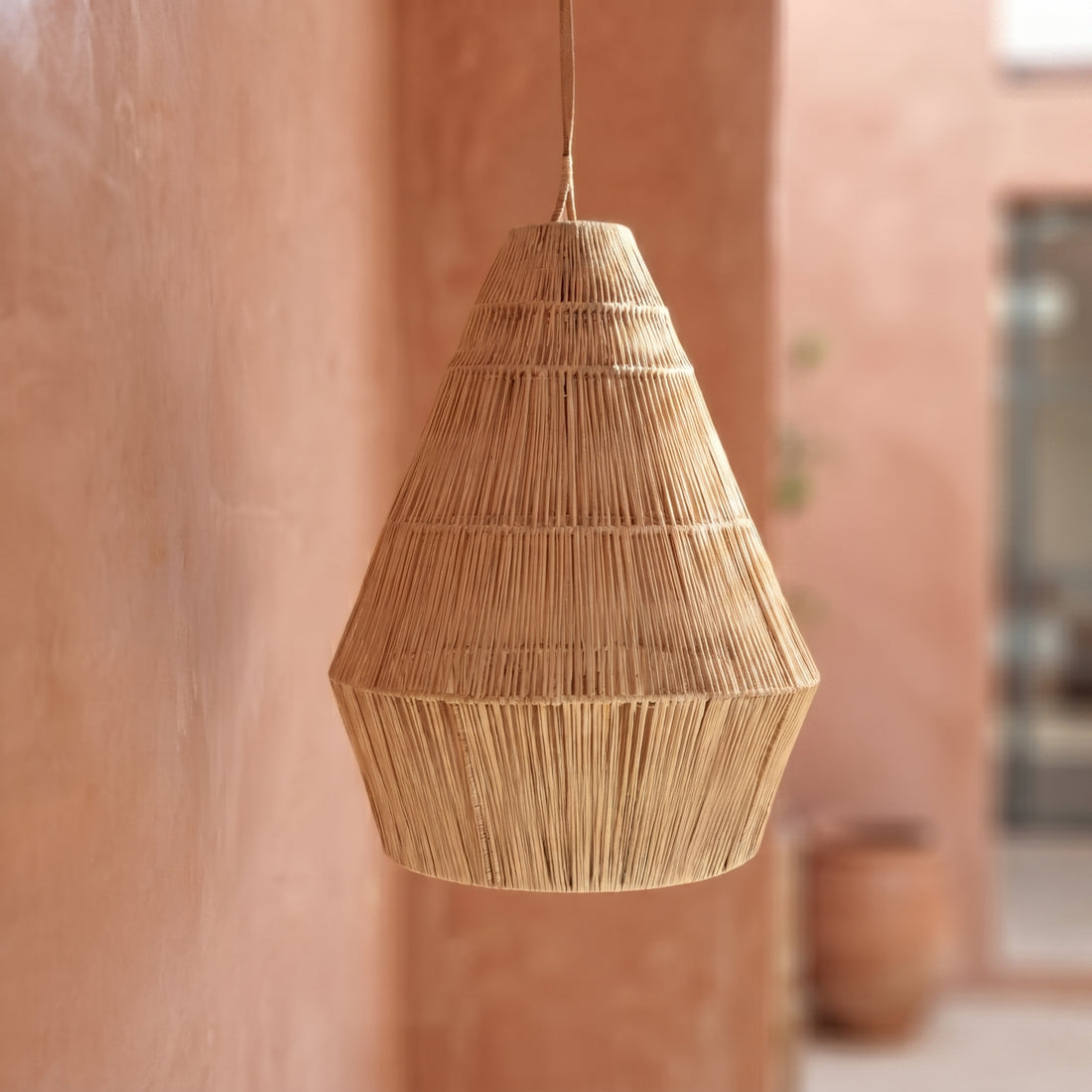 Handcrafted Moroccan Natural Raffia Pendant Light