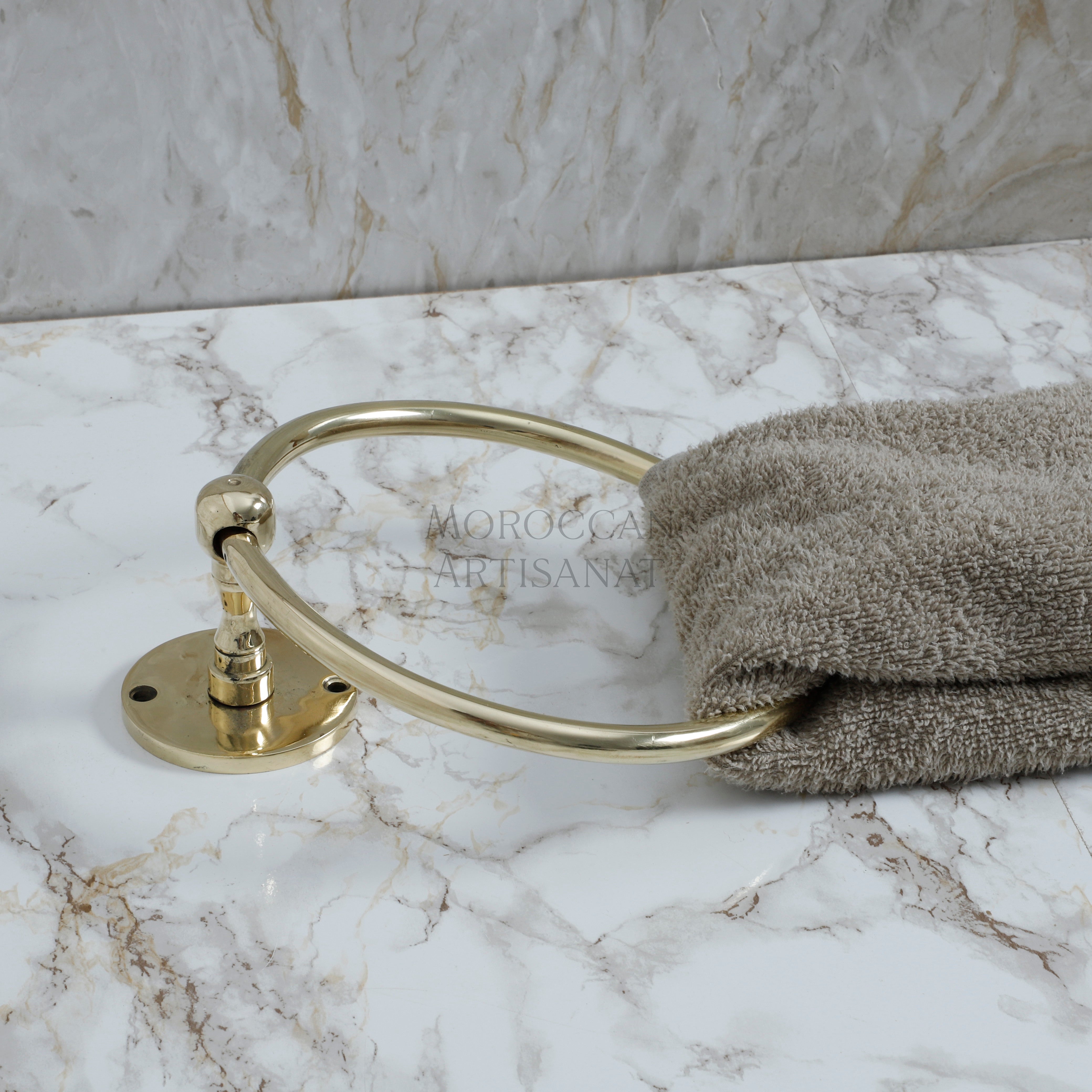 Handmade Brass Towel Ring – Moroccan Wall-Mounted Holder

