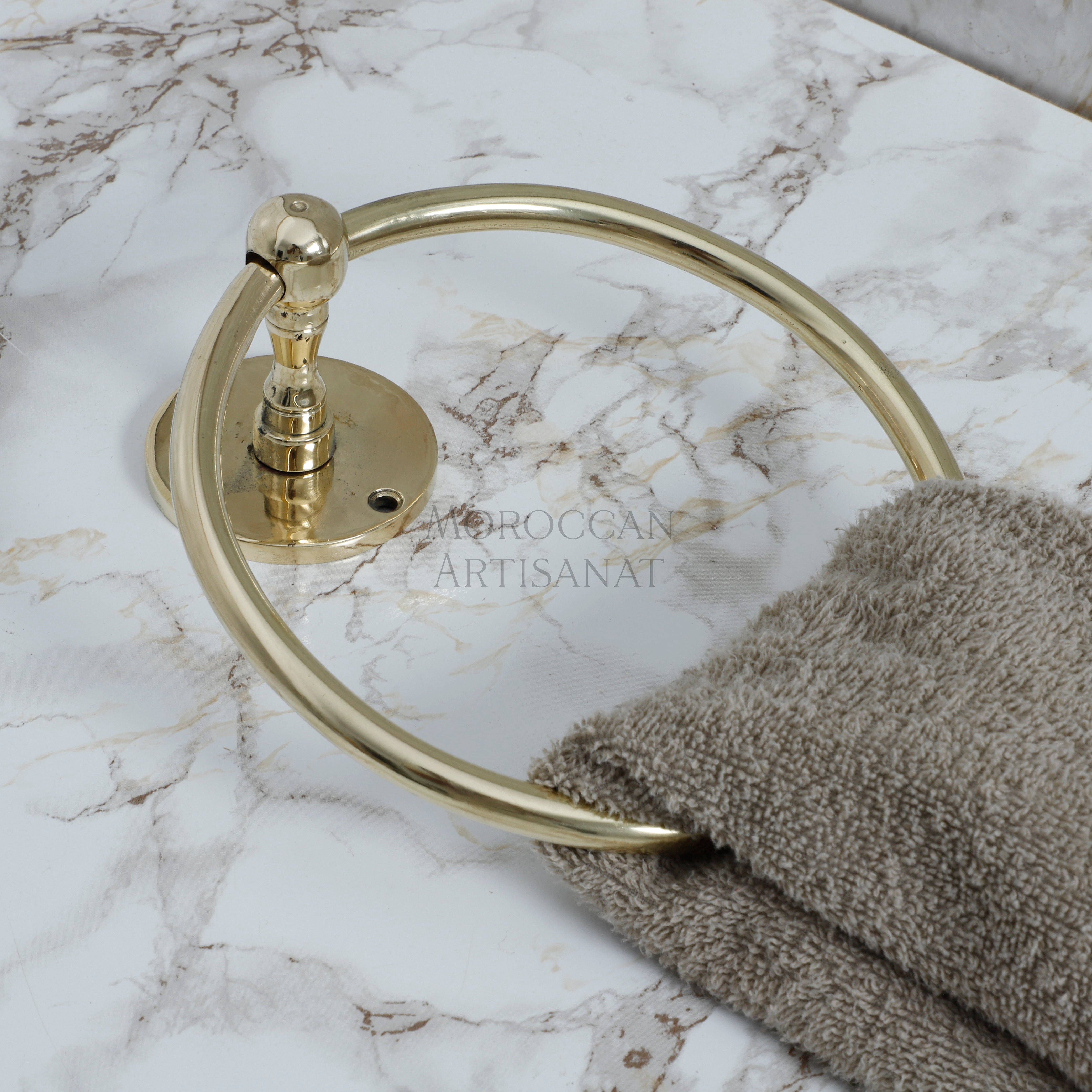 Handmade Brass Towel Ring – Moroccan Wall-Mounted Holder

