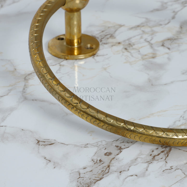 Engraved Brass Towel Ring – Moroccan Wall Hanger

