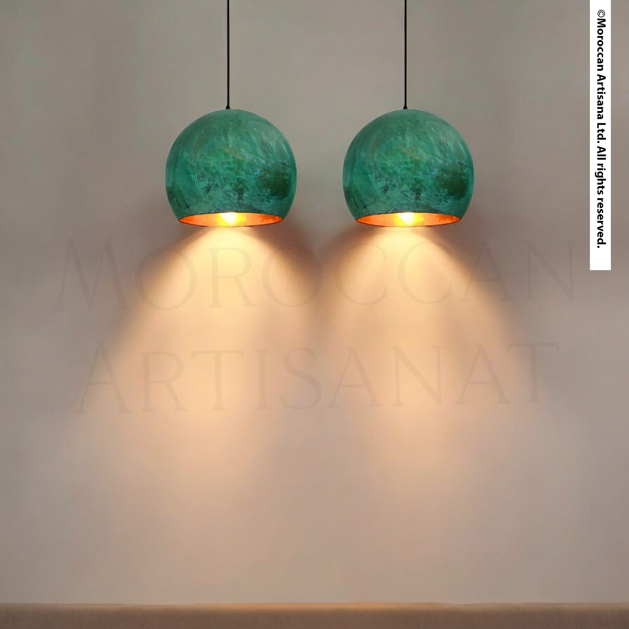 Handmade Brass Dome Light – Oxidized Green Pendant Lamp