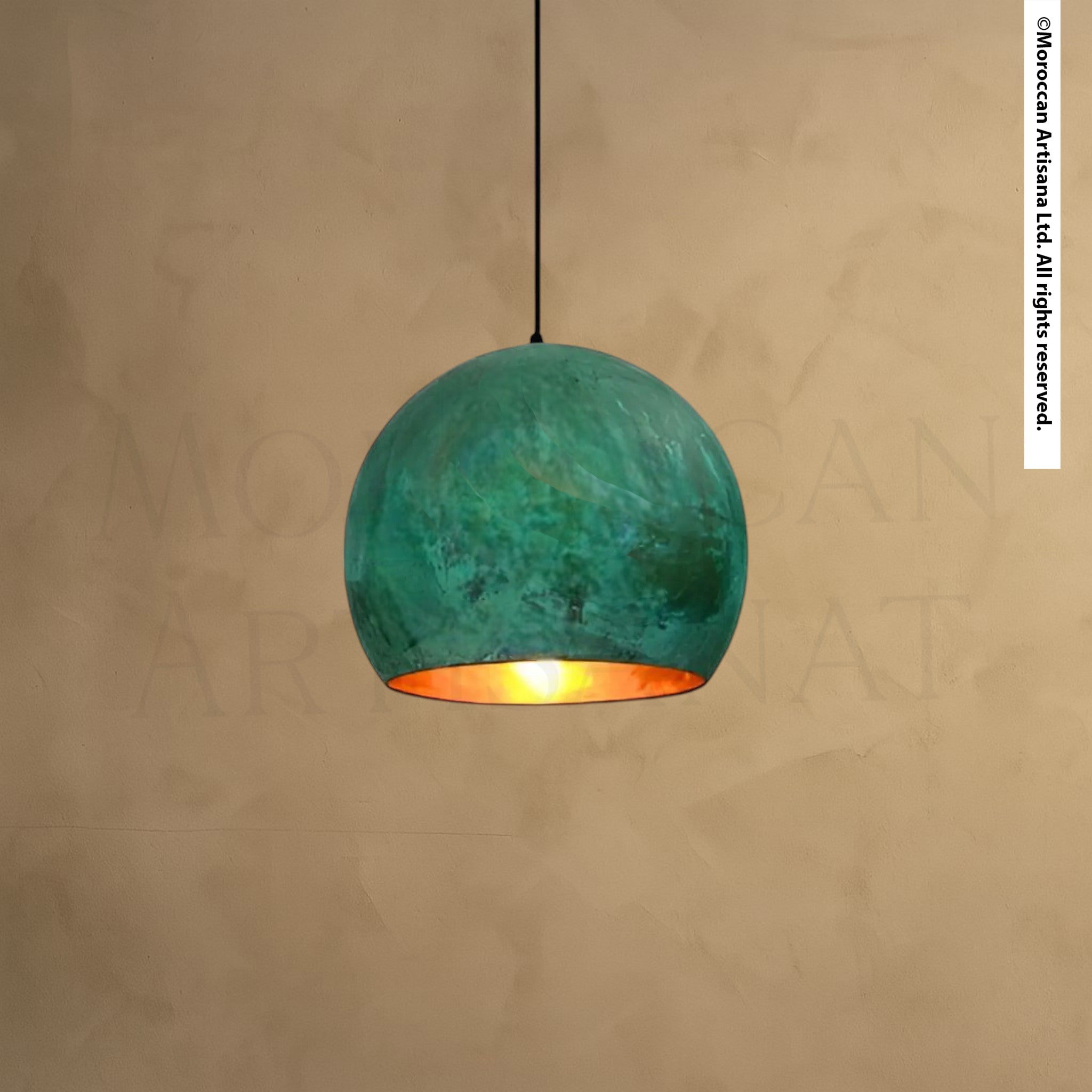 Handmade Brass Dome Light – Oxidized Green Pendant Lamp