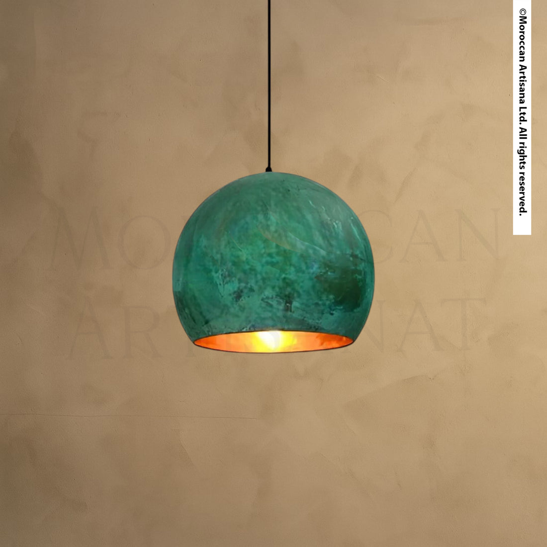 Handmade Brass Dome Light – Oxidized Green Pendant Lamp