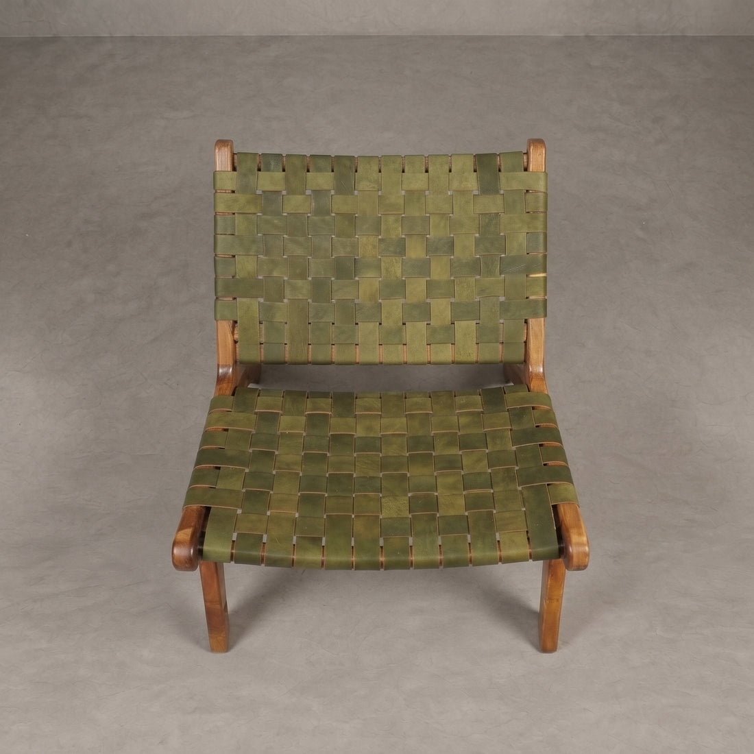 Handcrafted Sage Green Leather Lounge Chair