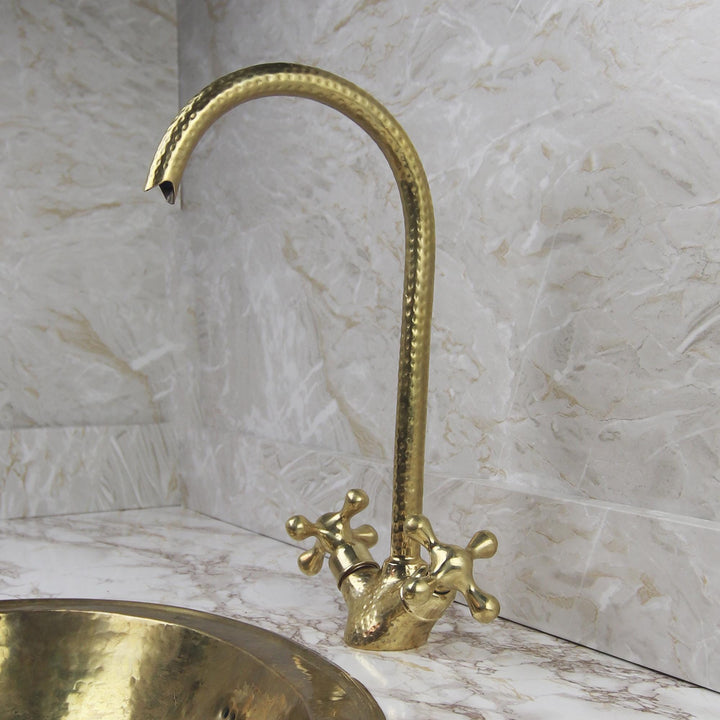 Unlacquered Brass Faucet with Two Handles